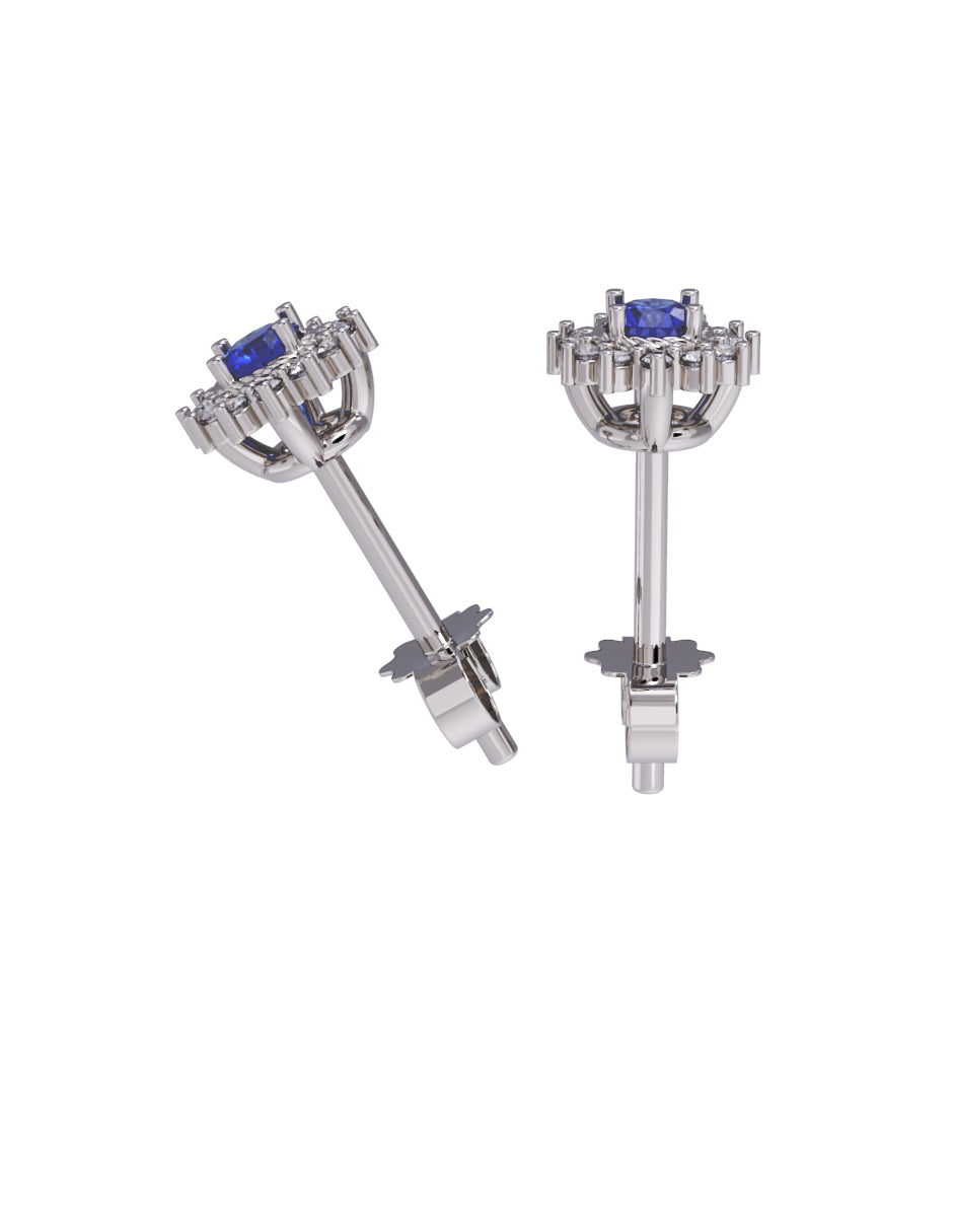 Aretes de Oro 14k con acabado pulido con Zirconia Azul (Z5051-E)-5
