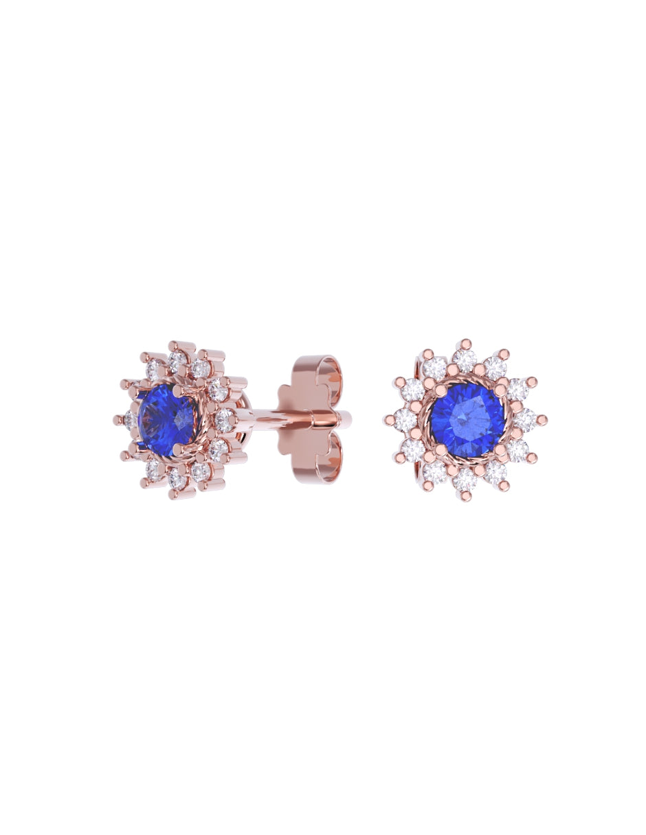 Aretes de Oro 14k con acabado pulido con Zirconia Azul (Z5051-E)-6