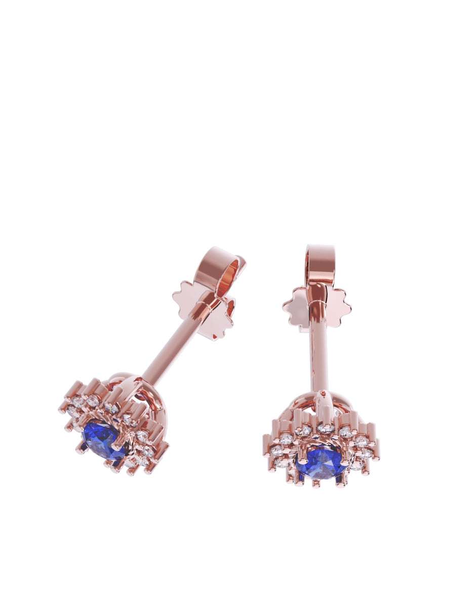 Aretes de Oro 14k con acabado pulido con Zirconia Azul (Z5051-E)-7