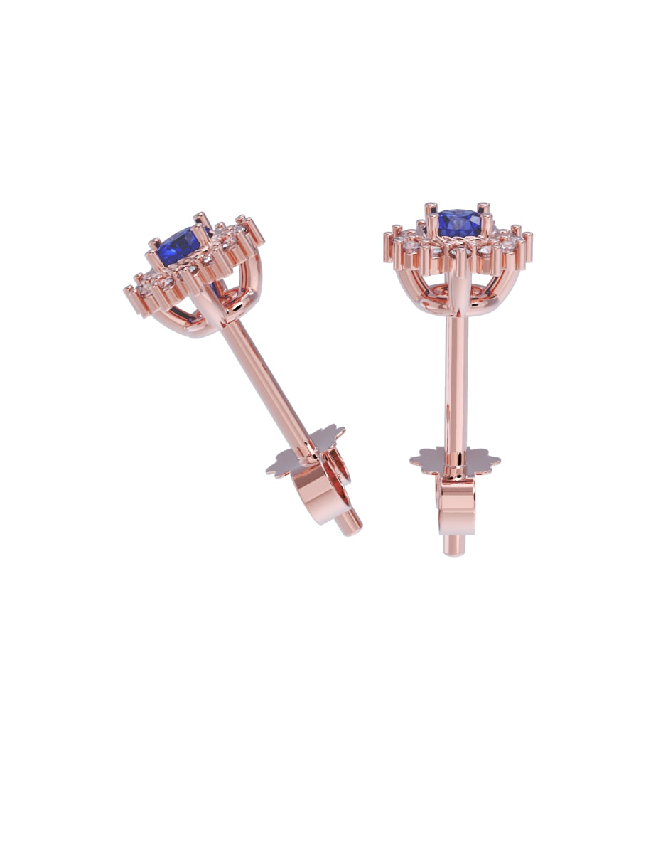 Aretes de Oro 14k con acabado pulido con Zirconia Azul (Z5051-E)-8