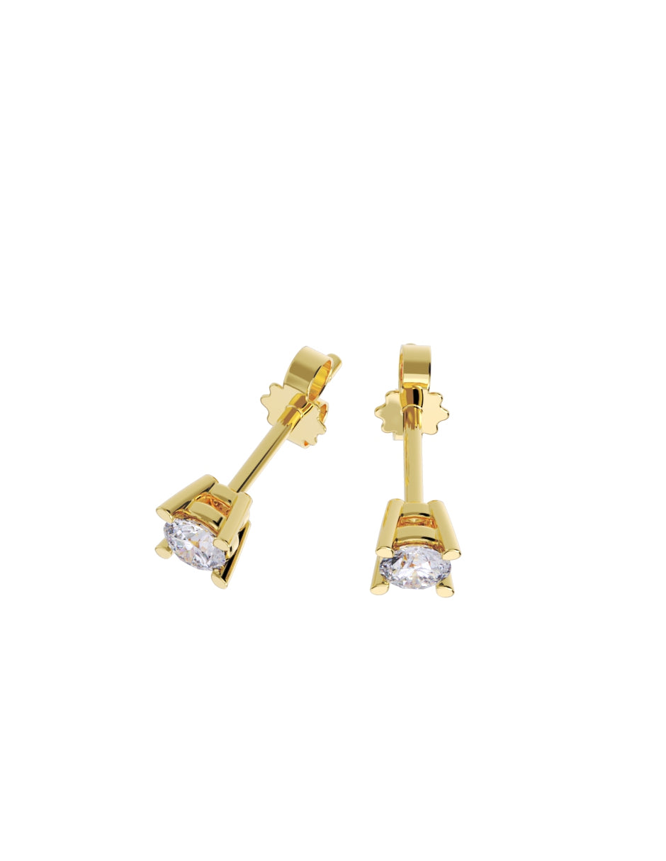 Aretes de Oro 14k con acabado pulido con Zirconia Blanca (Z5061-10-E)-2