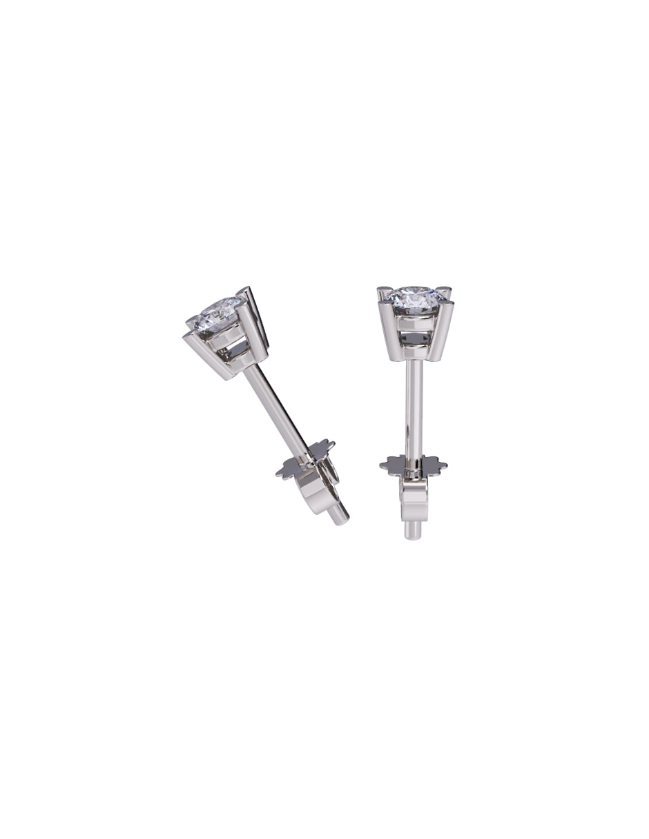 Aretes de Oro 14k con acabado pulido con Zirconia Blanca (Z5061-10-E)-4