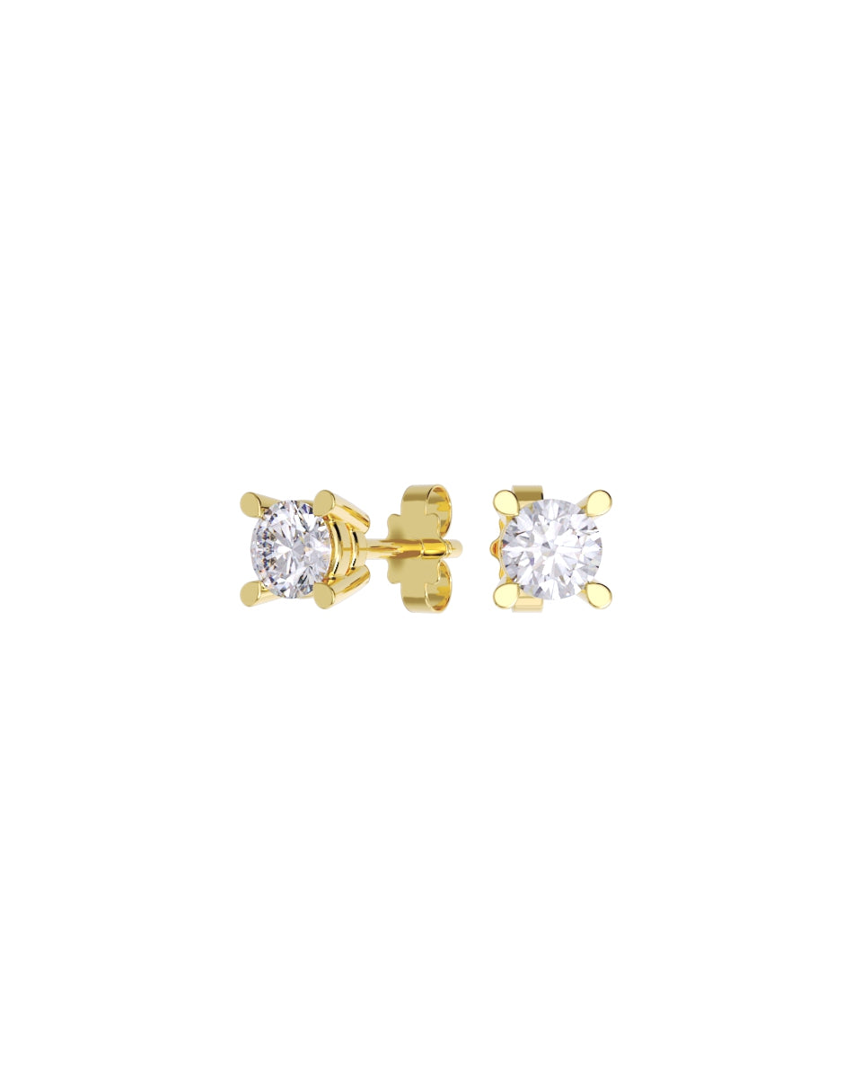 Aretes de Oro 14k con acabado pulido con Zirconia Blanca (Z5061-15-E)