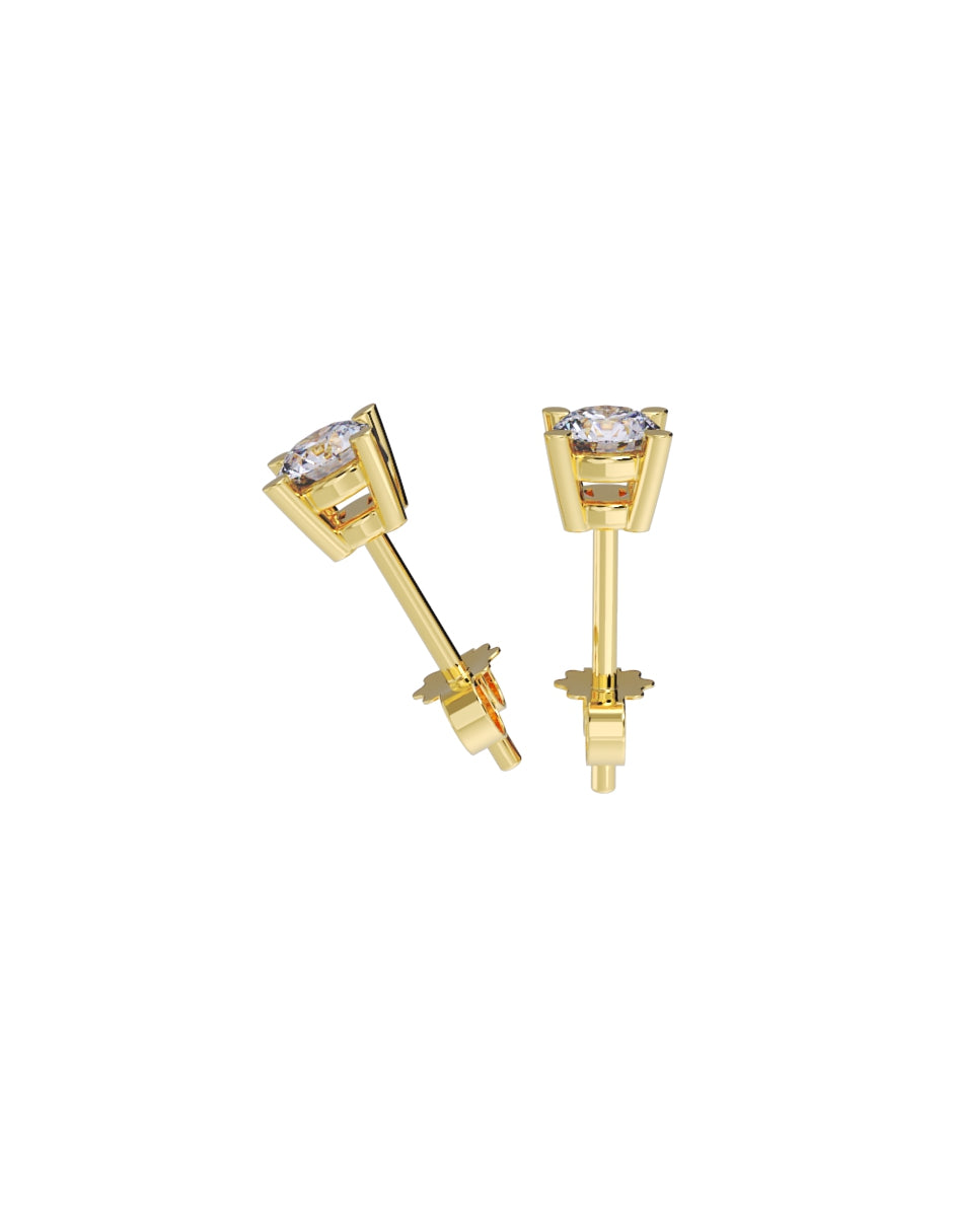 Aretes de Oro 14k con acabado pulido con Zirconia Blanca (Z5061-15-E)-1