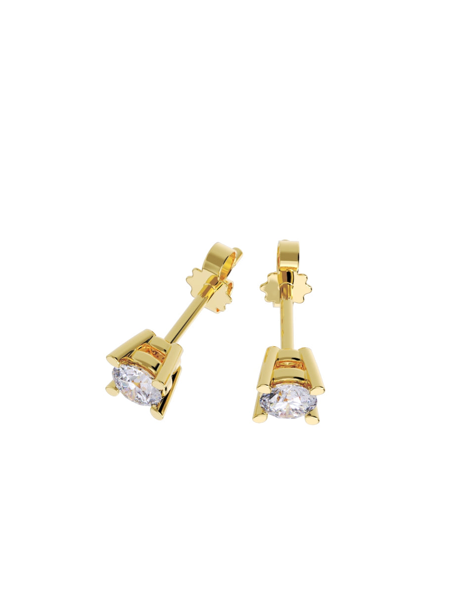 Aretes de Oro 14k con acabado pulido con Zirconia Blanca (Z5061-15-E)-2