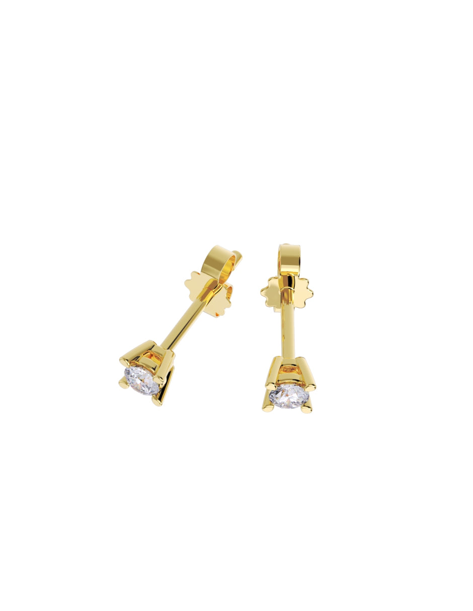 Aretes de Oro 14k con acabado pulido con Zirconia Blanca (Z5061-5-E)-2