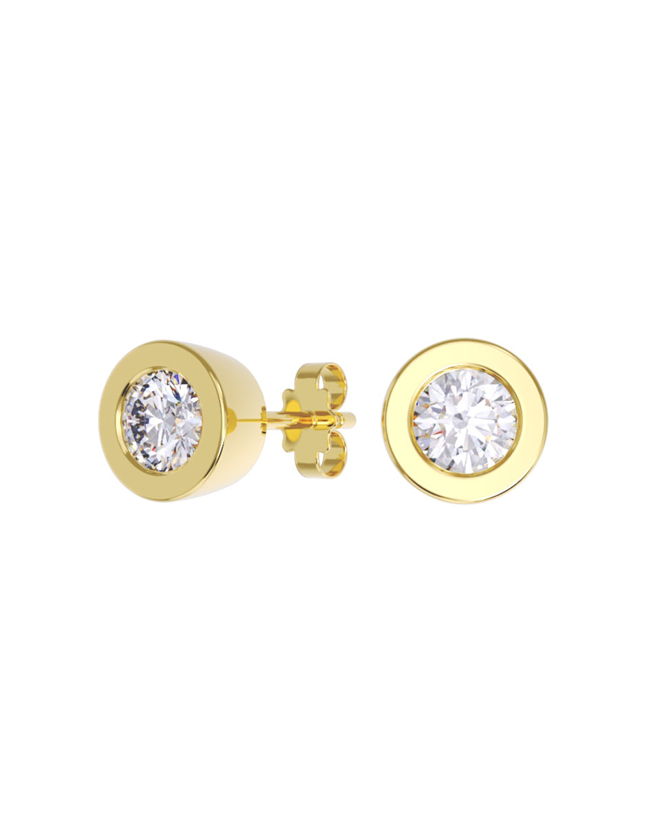 Aretes de Oro 14k con acabado pulido con Zirconia Blanca (Z5132-20-E)