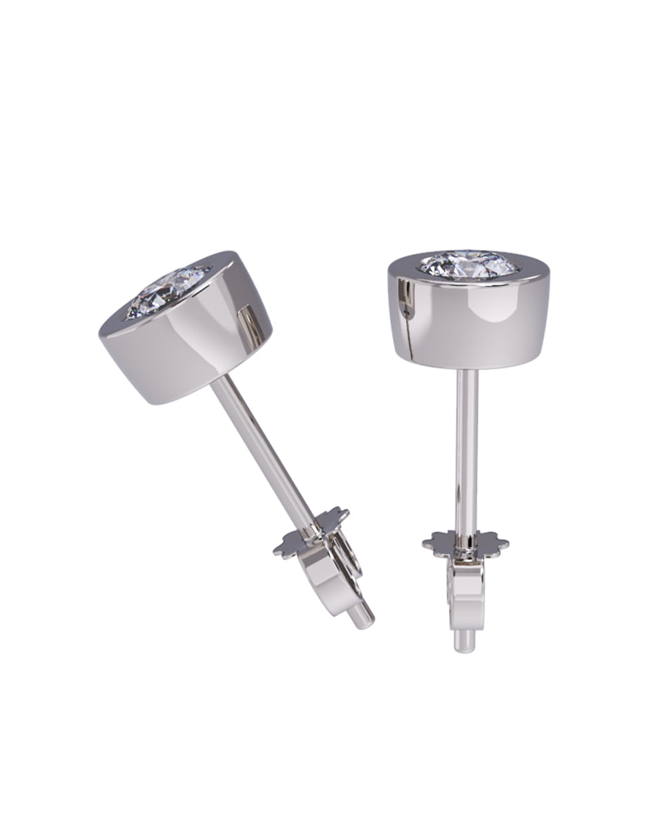 Aretes de Oro 14k con acabado pulido con Zirconia Blanca (Z5132-20-E)-7