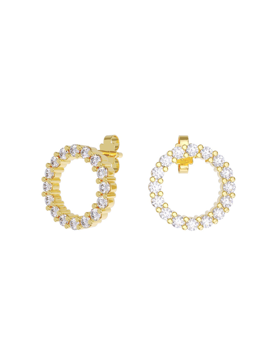 Aretes de Oro 14k con acabado pulido con Zirconia Blanca (Z5538-E)