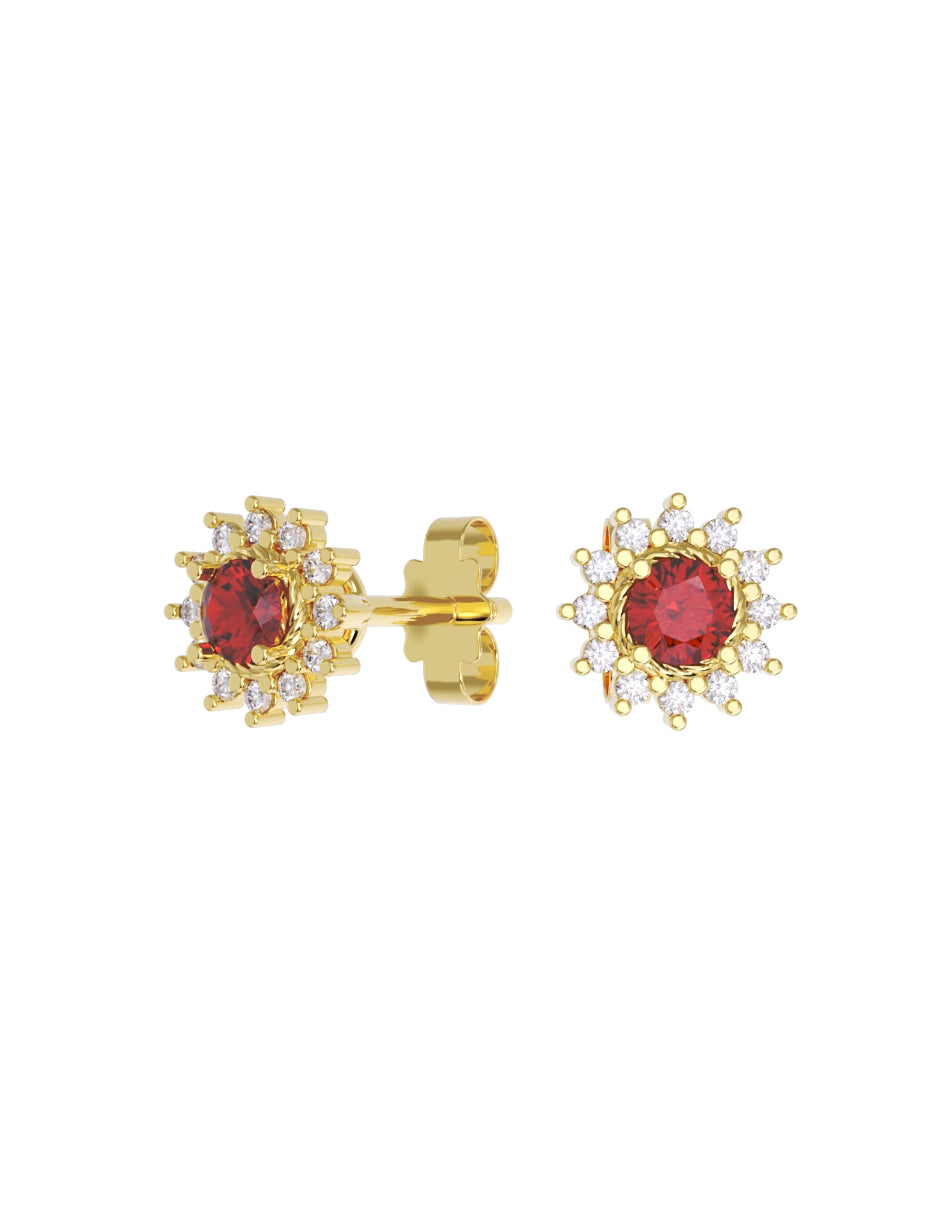 Aretes de Oro 14k con acabado pulido con Zirconia Roja (Z5050-E)