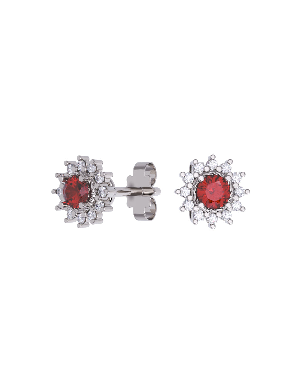 Aretes de Oro 14k con acabado pulido con Zirconia Roja (Z5050-E)-3