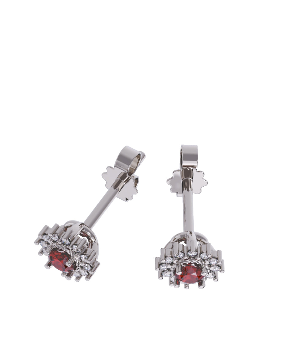 Aretes de Oro 14k con acabado pulido con Zirconia Roja (Z5050-E)-4