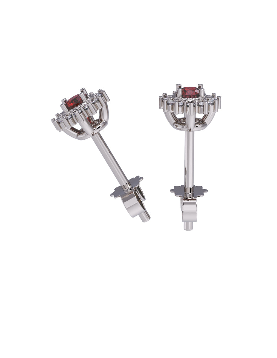 Aretes de Oro 14k con acabado pulido con Zirconia Roja (Z5050-E)-5