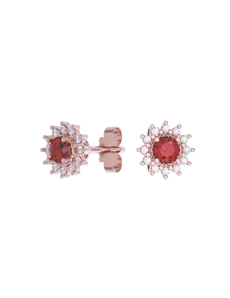 Aretes de Oro 14k con acabado pulido con Zirconia Roja (Z5050-E)-7