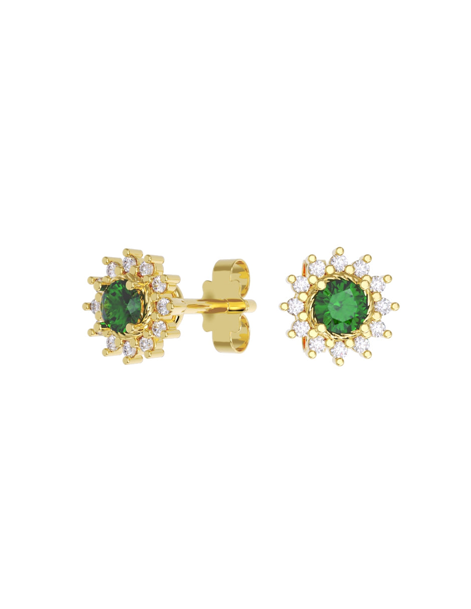 Aretes de Oro 14k con acabado pulido con Zirconia Verde (Z5028-E)