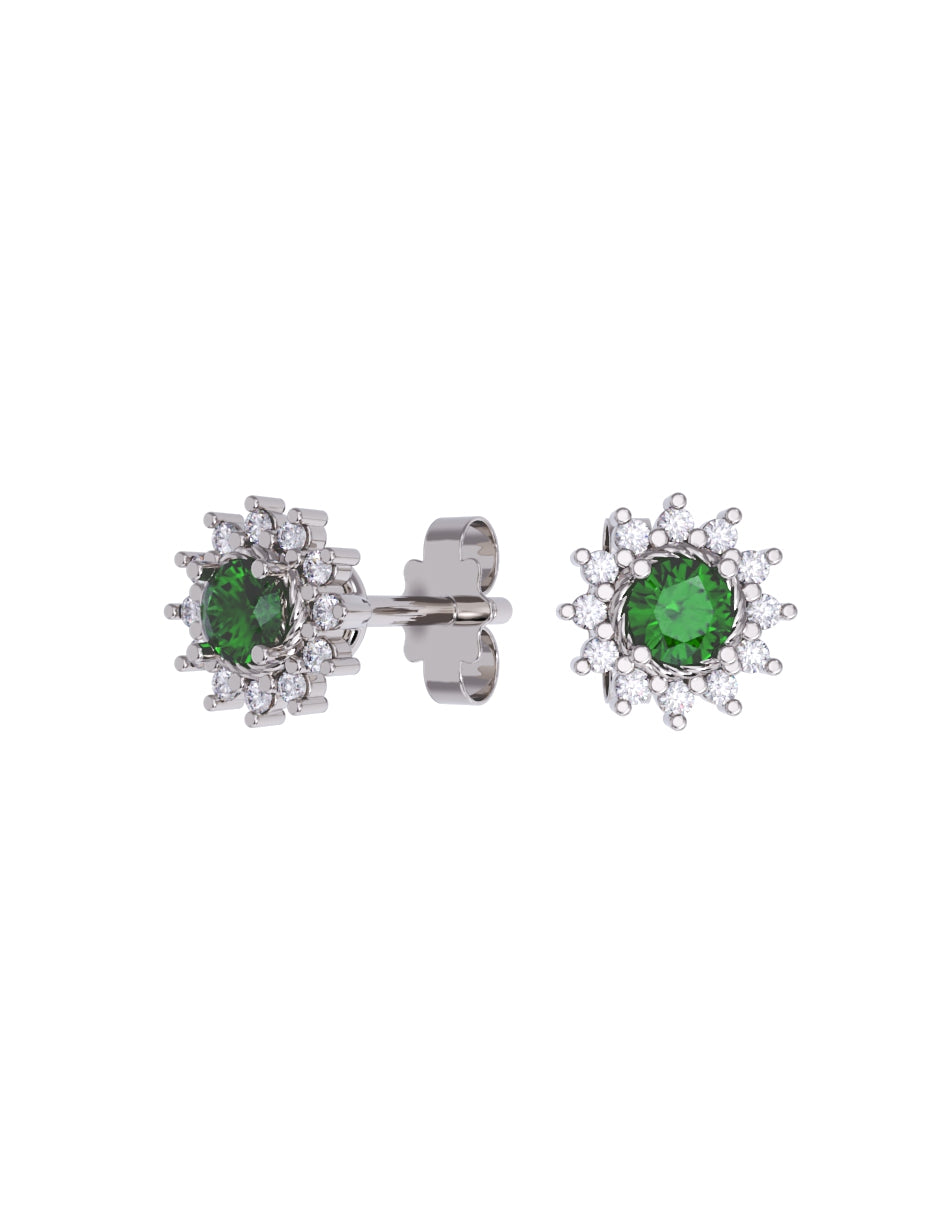 Aretes de Oro 14k con acabado pulido con Zirconia Verde (Z5028-E)-3