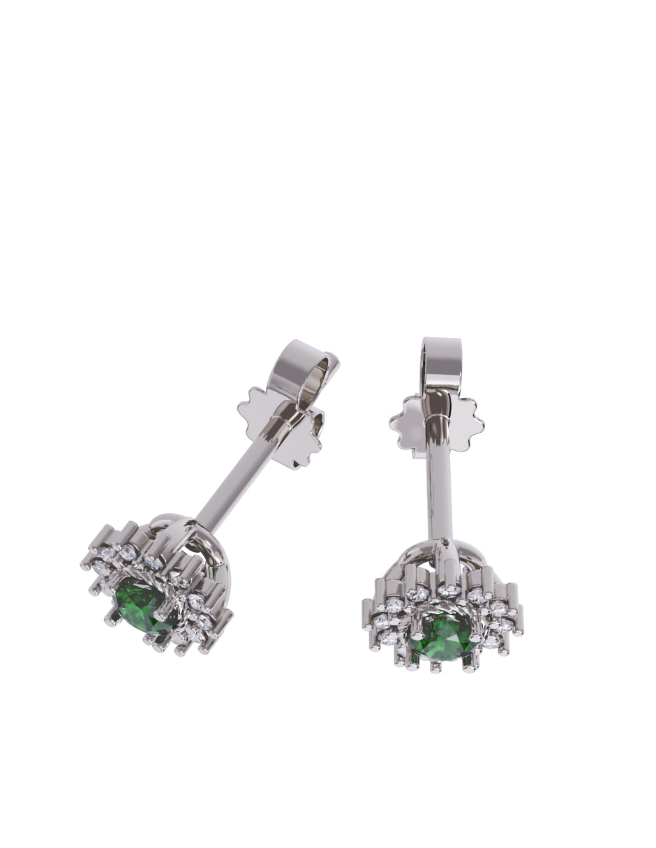Aretes de Oro 14k con acabado pulido con Zirconia Verde (Z5028-E)-4