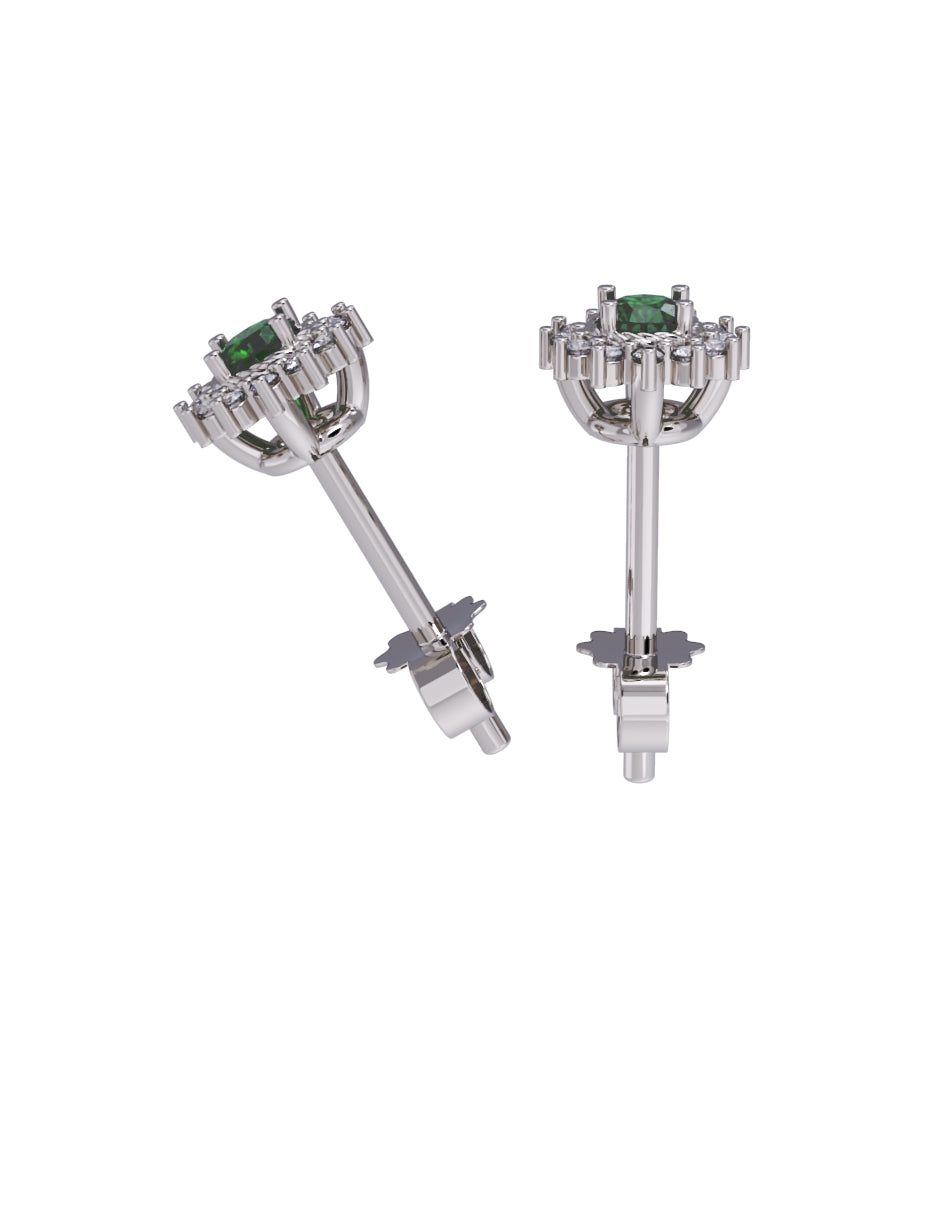 Aretes de Oro 14k con acabado pulido con Zirconia Verde (Z5028-E)-5