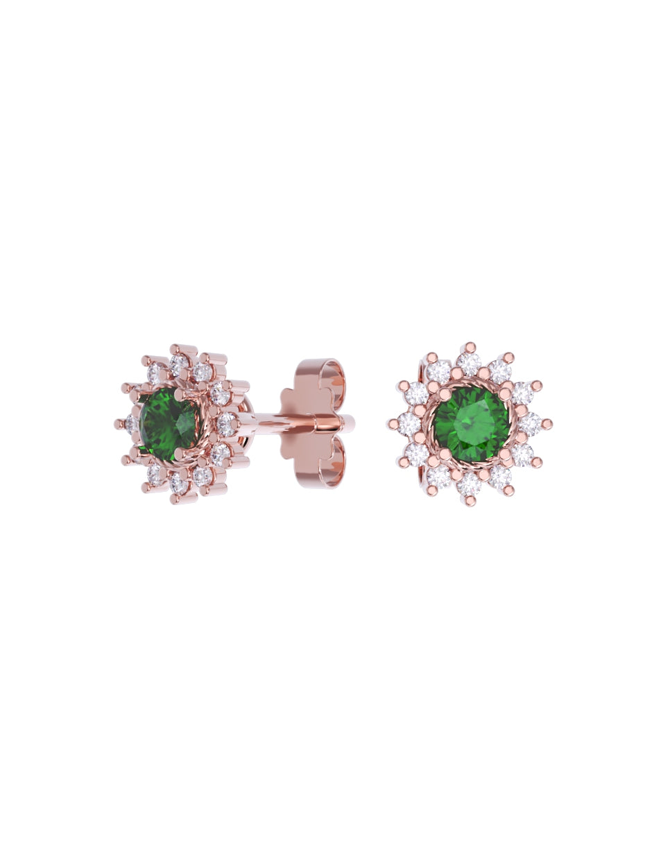 Aretes de Oro 14k con acabado pulido con Zirconia Verde (Z5028-E)-6