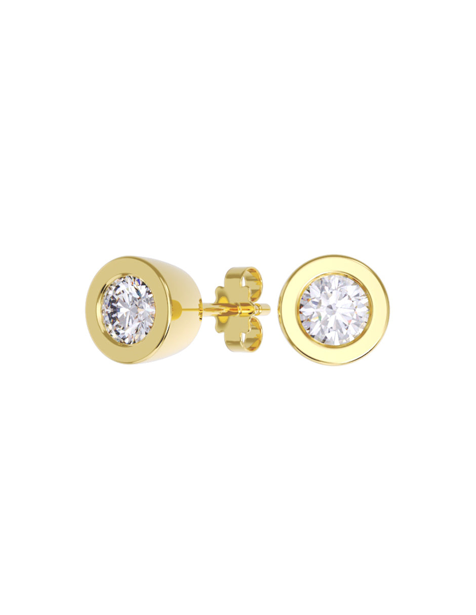 Aretes de Oro 14k con acabado pulido con Zirconia (Z5132-15-E)