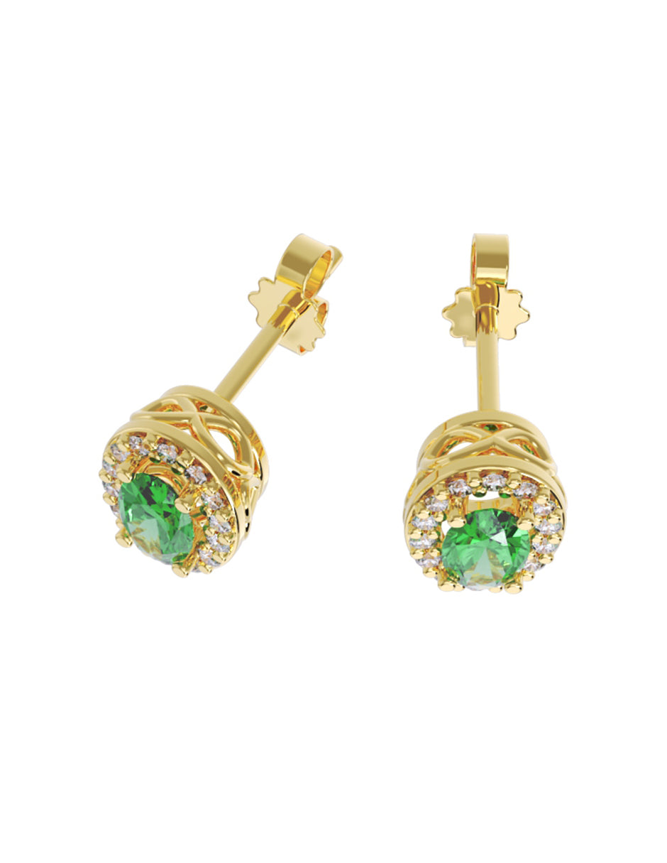 Aretes de Oro 14k con acabado pulido con Zirconia (Z5238-E)-2