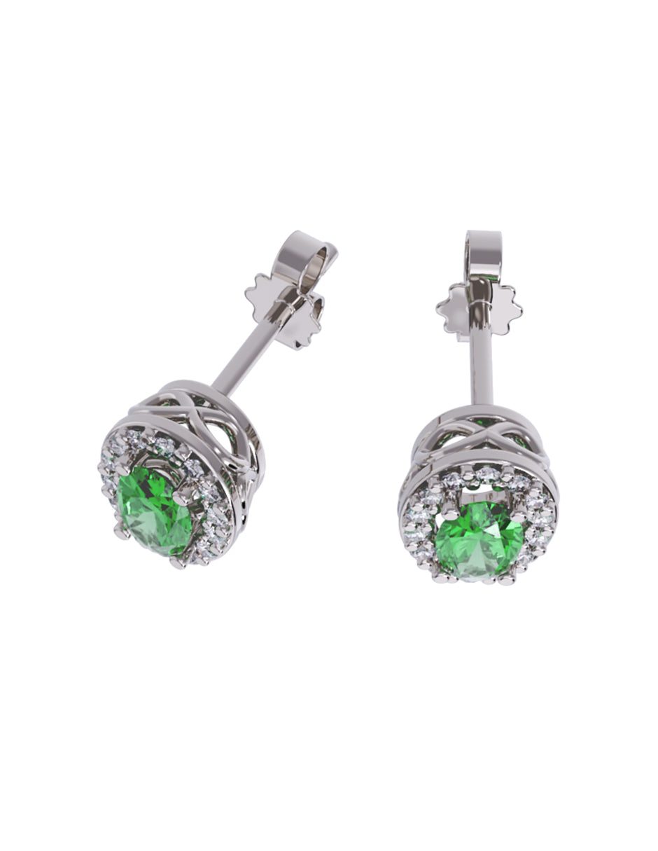 Aretes de Oro 14k con acabado pulido con Zirconia (Z5238-E)-5