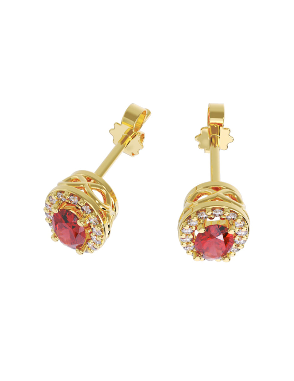 Aretes de Oro 14k con acabado pulido con Zirconia (Z5239-E)-2