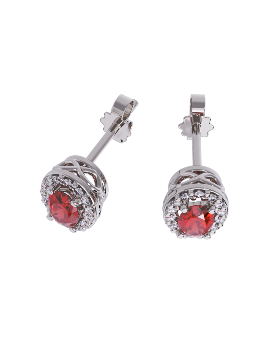 Aretes de Oro 14k con acabado pulido con Zirconia (Z5239-E)-5