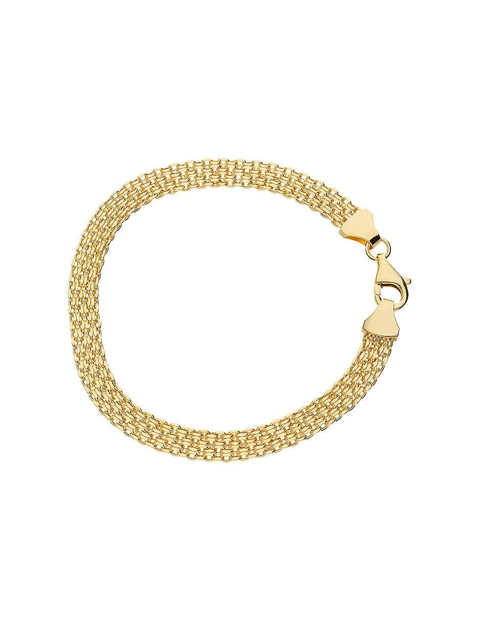 Pulsera de Oro Amarillo 14K Estilo Bismarck 3.3 mm