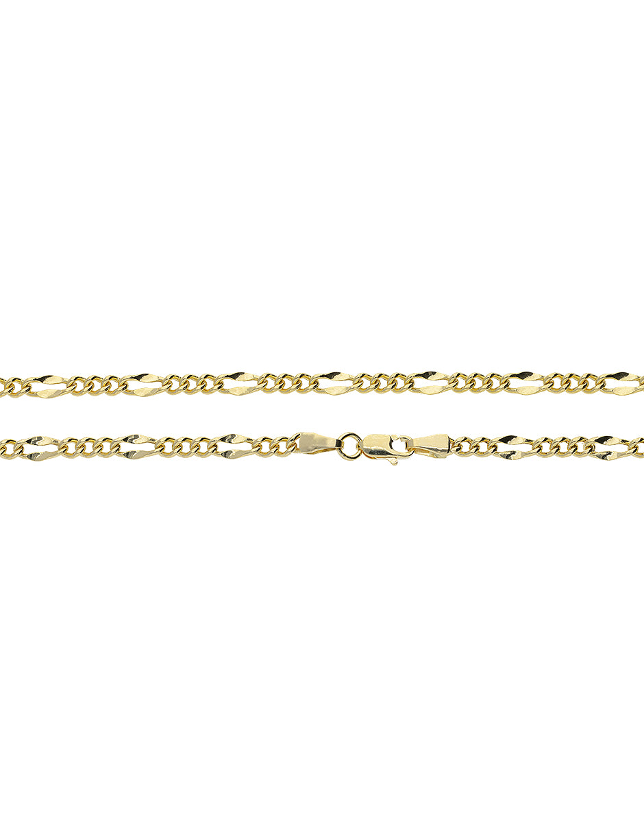 Pulsera de Oro Amarillo 14K Fígaro 3.12 mm 