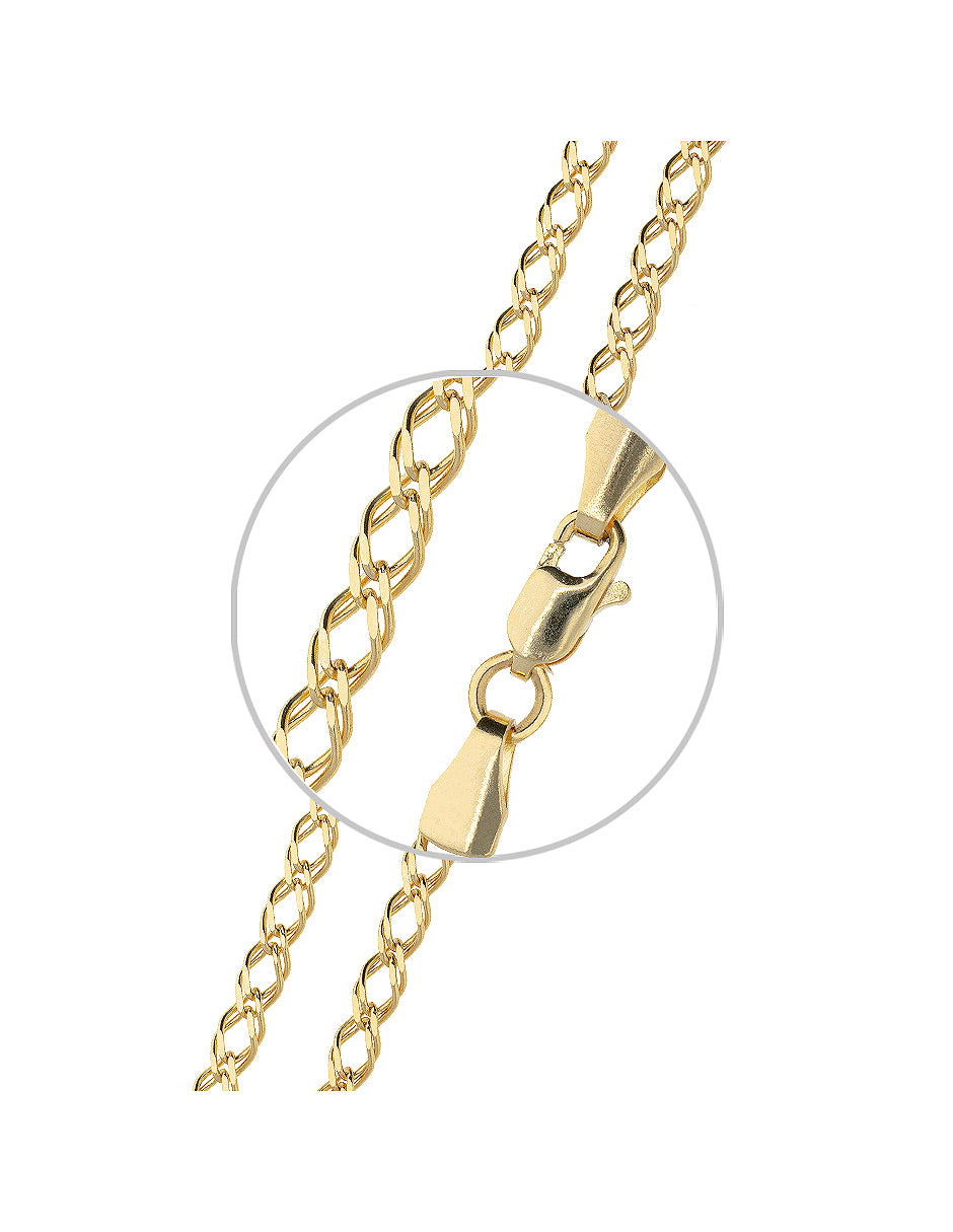 Pulsera de Oro Amarillo 14K Tipo Rombo Doble 2.9 mm