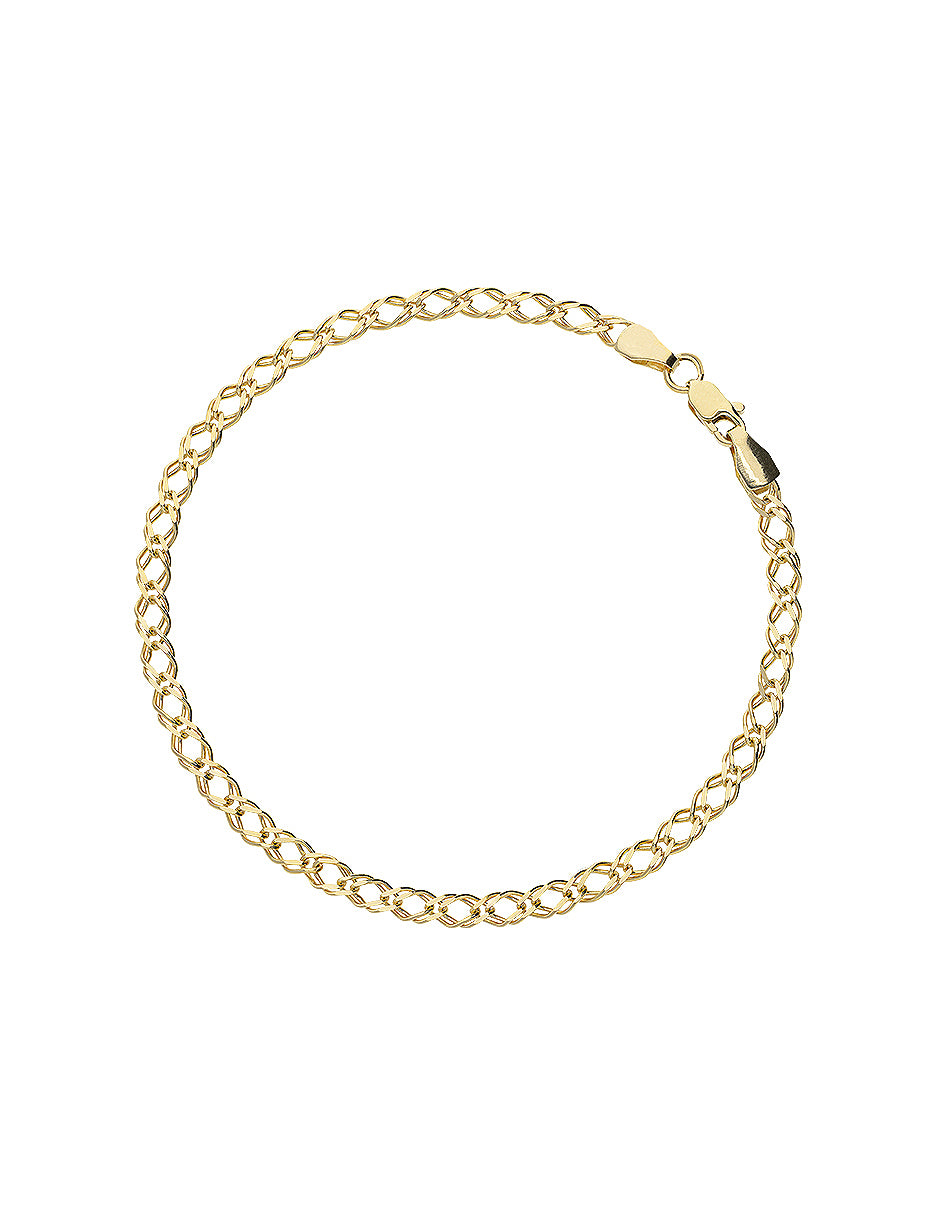 Pulsera de Oro Amarillo 14K Tipo Rombo Doble 2.9 mm