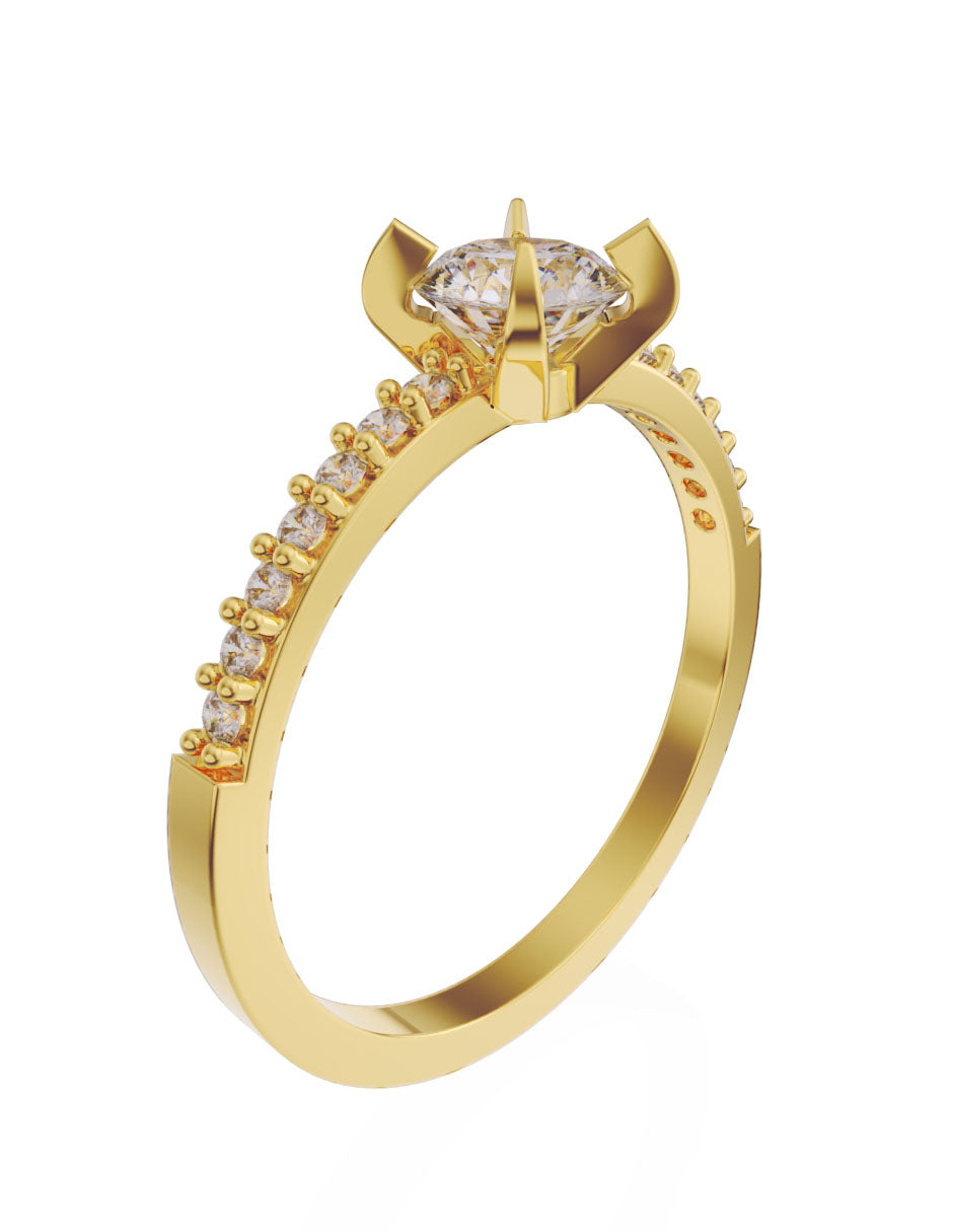 Anillo de compromiso de Oro de 14k con Zirconia