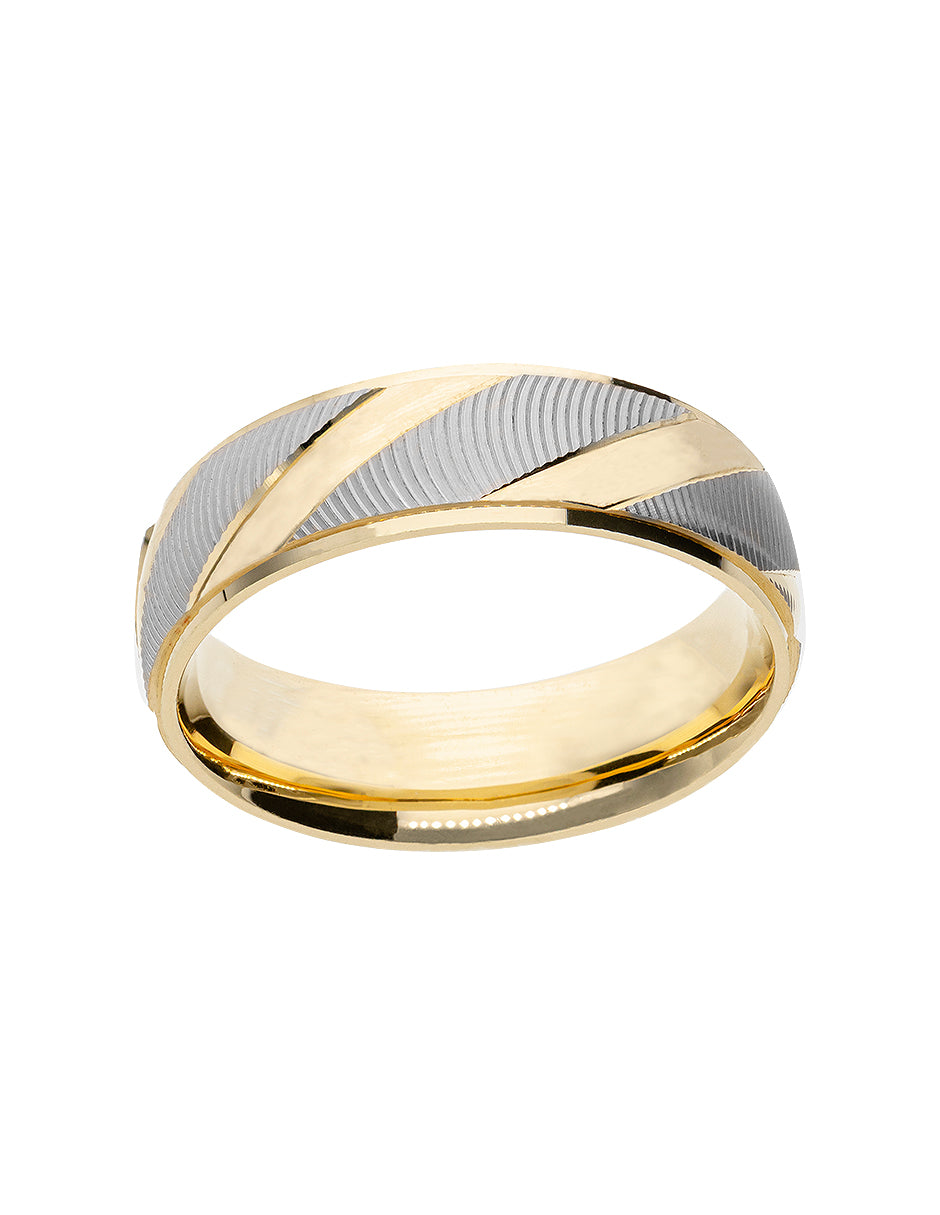 Argolla de Matrimonio de Oro Amarillo con blanco 14k 6mm