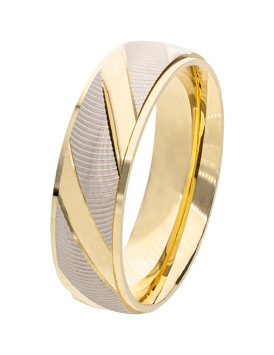 Argolla de Matrimonio de Oro Amarillo con blanco 14k 6mm