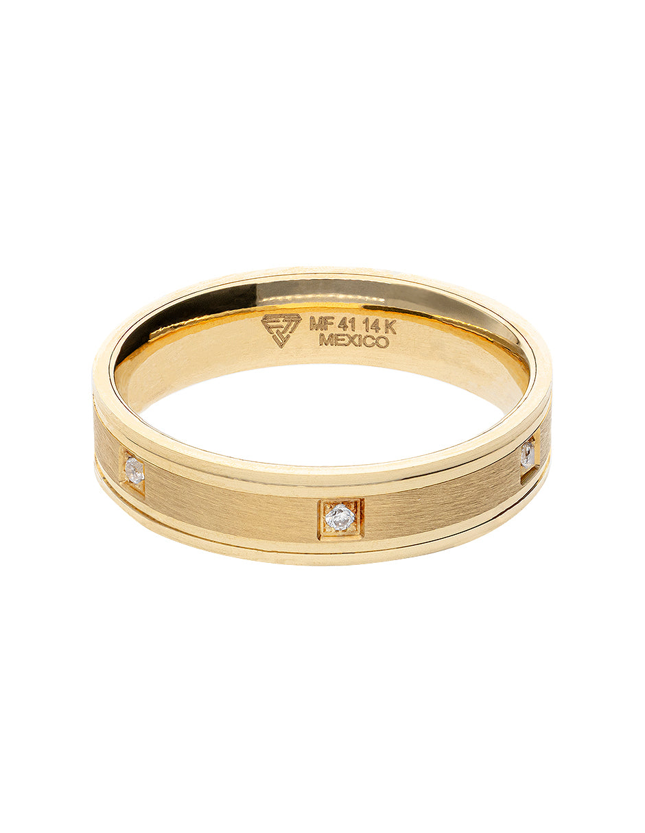 Argolla de Matrimonio Oro Amarillo de 14k 5mm con Zirconias