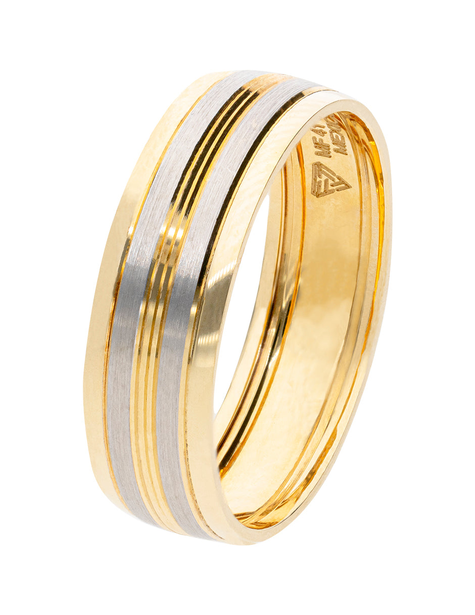 Argolla de Matrimonio Oro Amarillo y Blanco 14k 6mm 