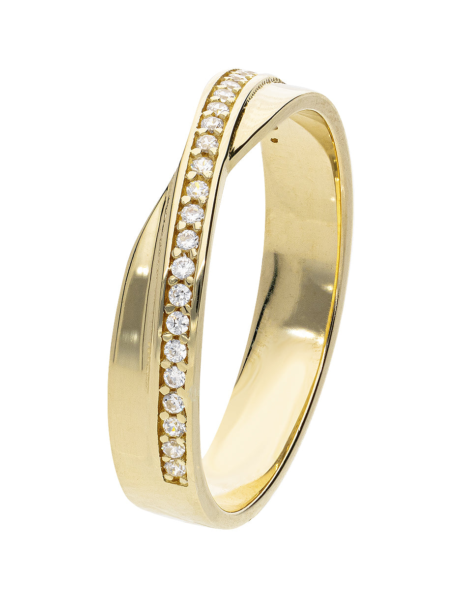 Argolla de Matrimonio de Oro Amarillo 10k 4mm Zirconia