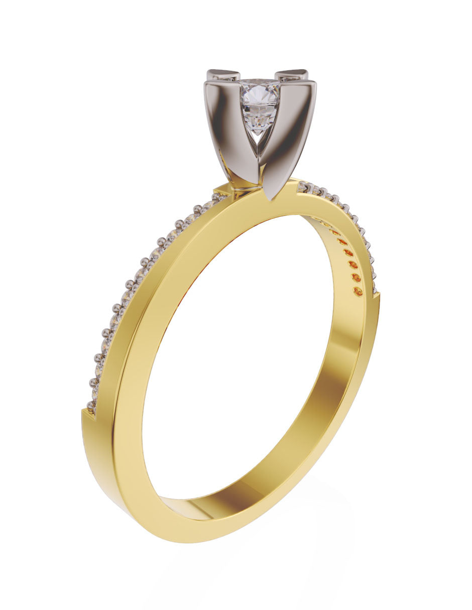 Anillo de compromiso de Oro de 14k con Diamantes 0.3 Ct