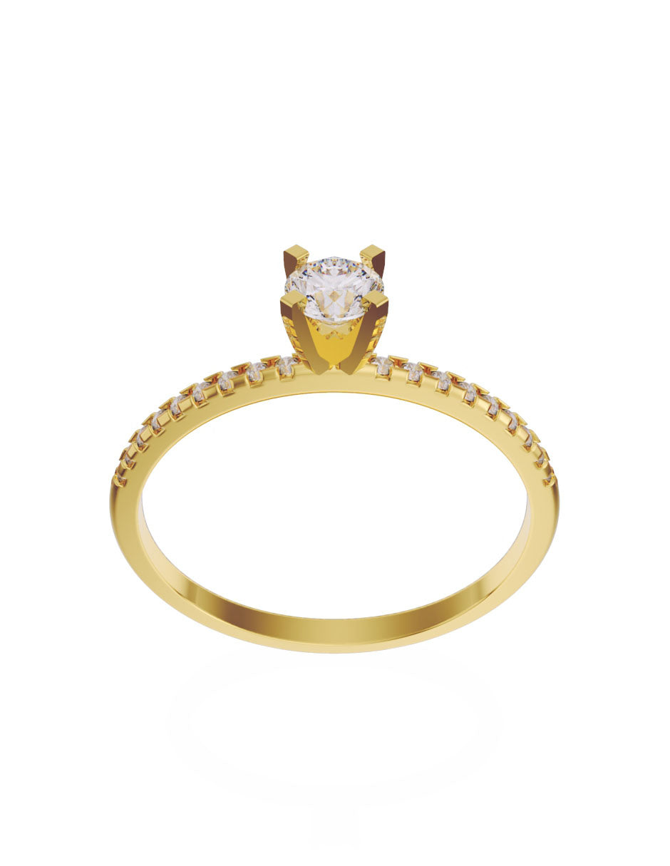 Anillo de compromiso de Oro de 14k con Diamante de 0.16 Ct