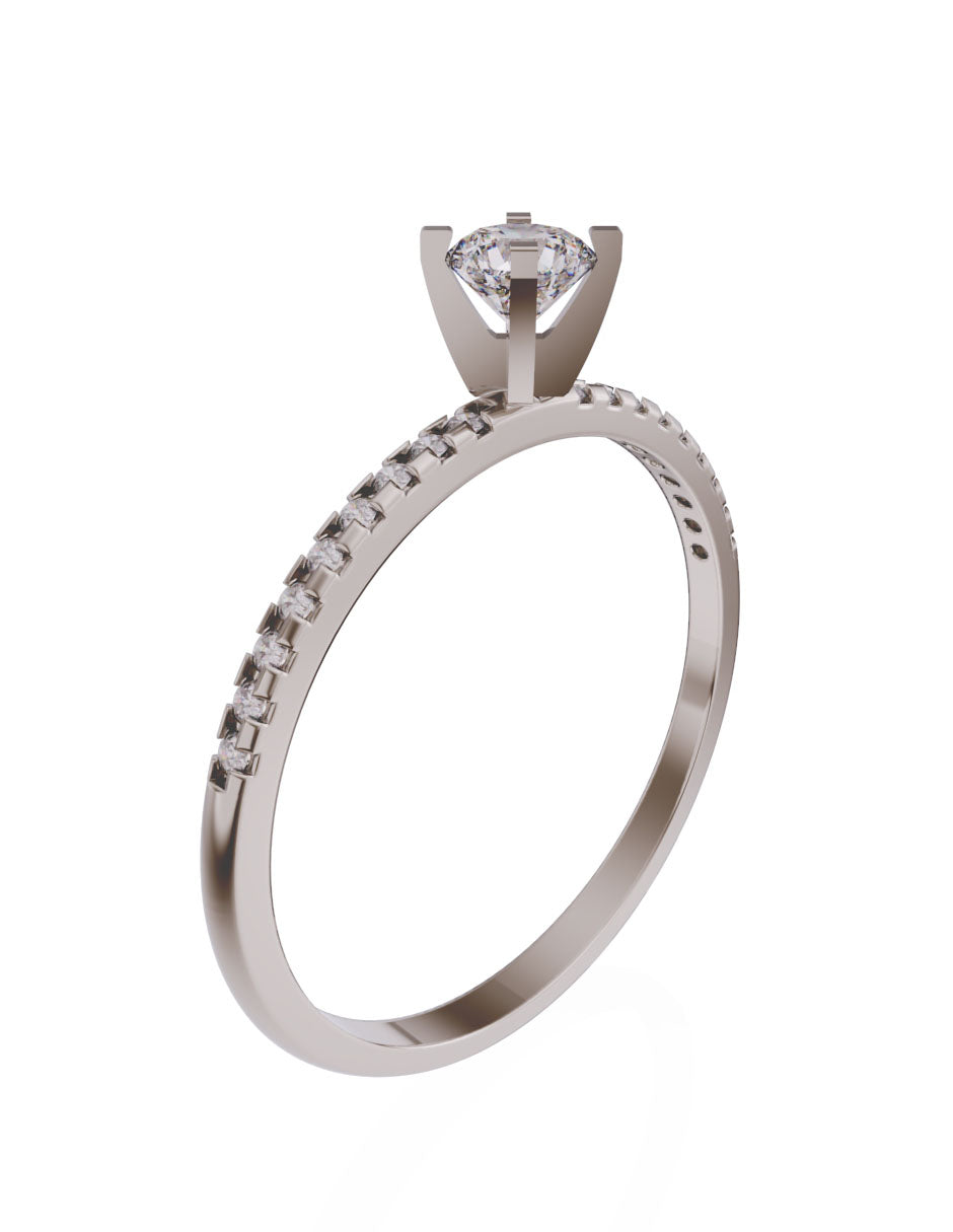 Anillo de compromiso de Oro de 14k con Diamante de 0.16 Ct