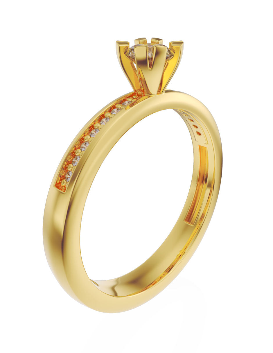 Anillo de compromiso de Oro de 14k con Diamante de 0.2 Ct