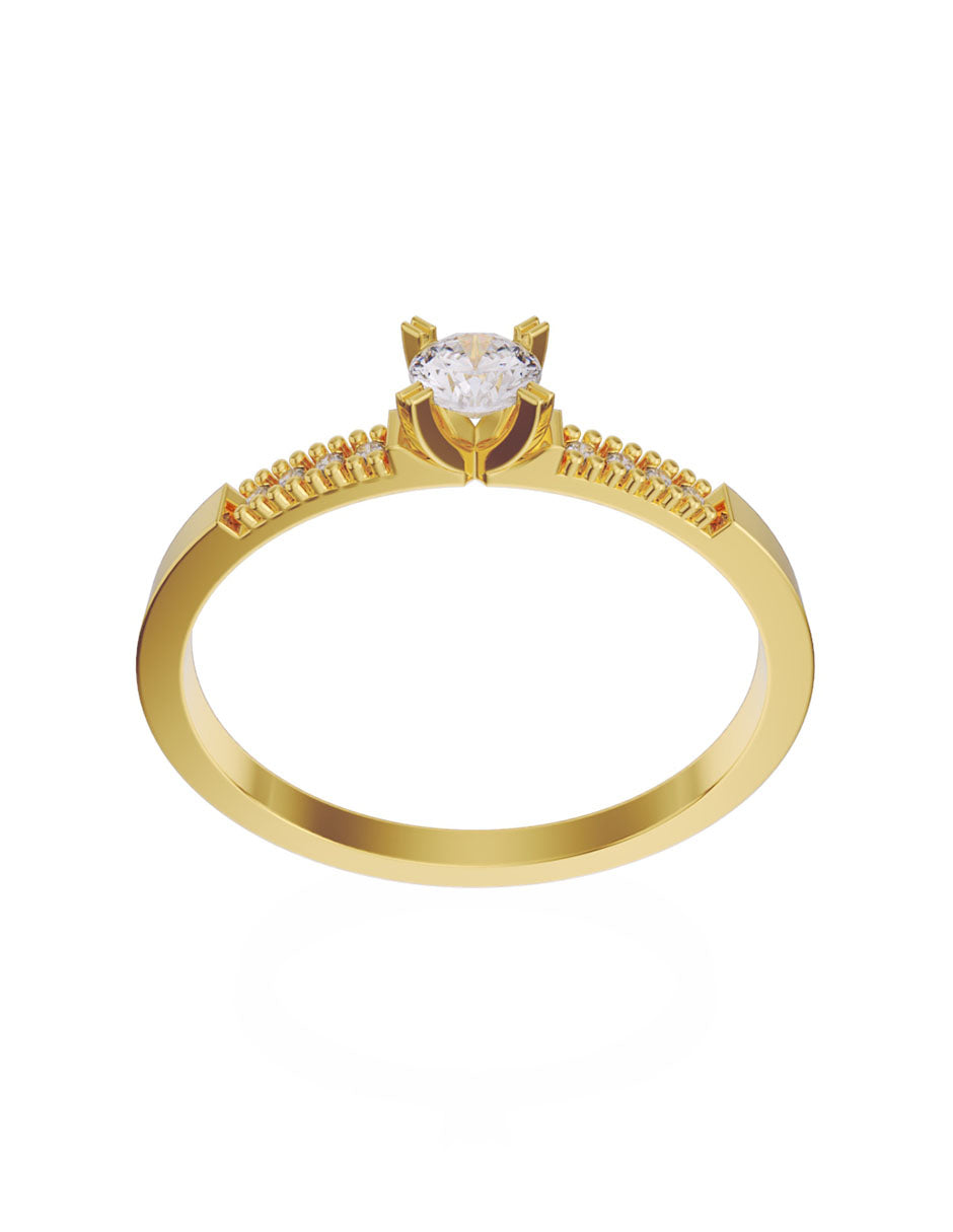 Anillo de compromiso de Oro de 14k con Diamante de 0.16 Ct