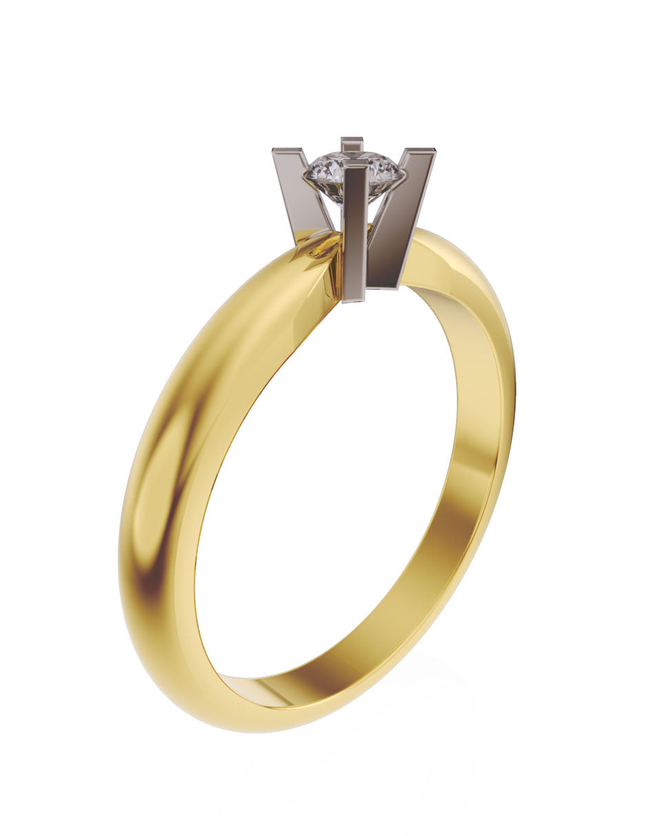 Anillo de compromiso de Oro de 14k con diamante de 0.16 Ct