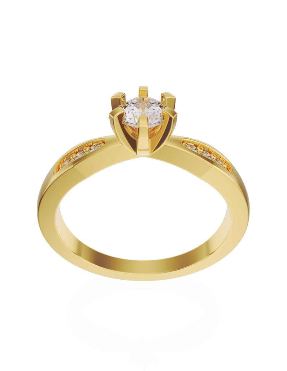 Anillo de compromiso de Oro de 14k con diamante de 0.15 Ct