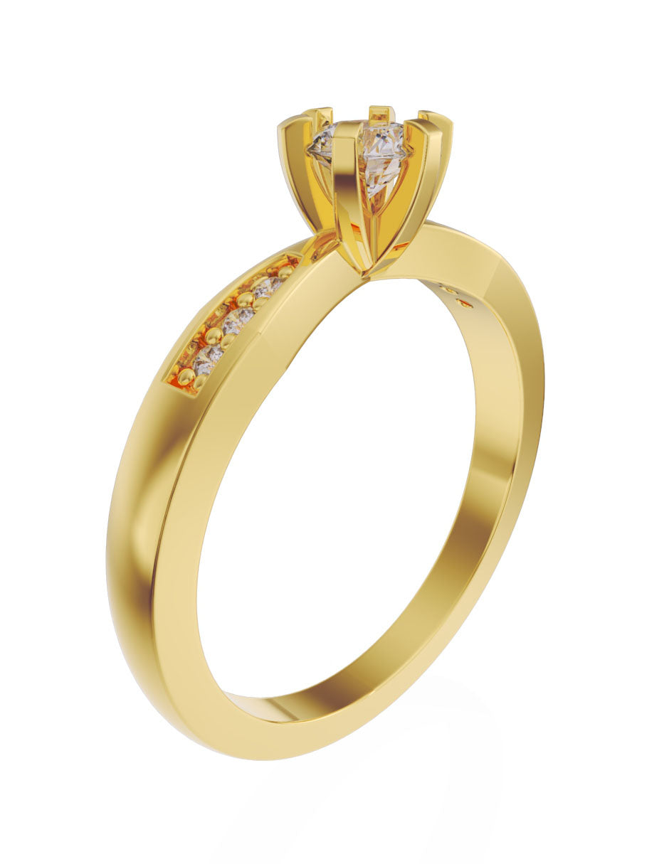 Anillo de compromiso de Oro de 14k con diamante de 0.15 Ct