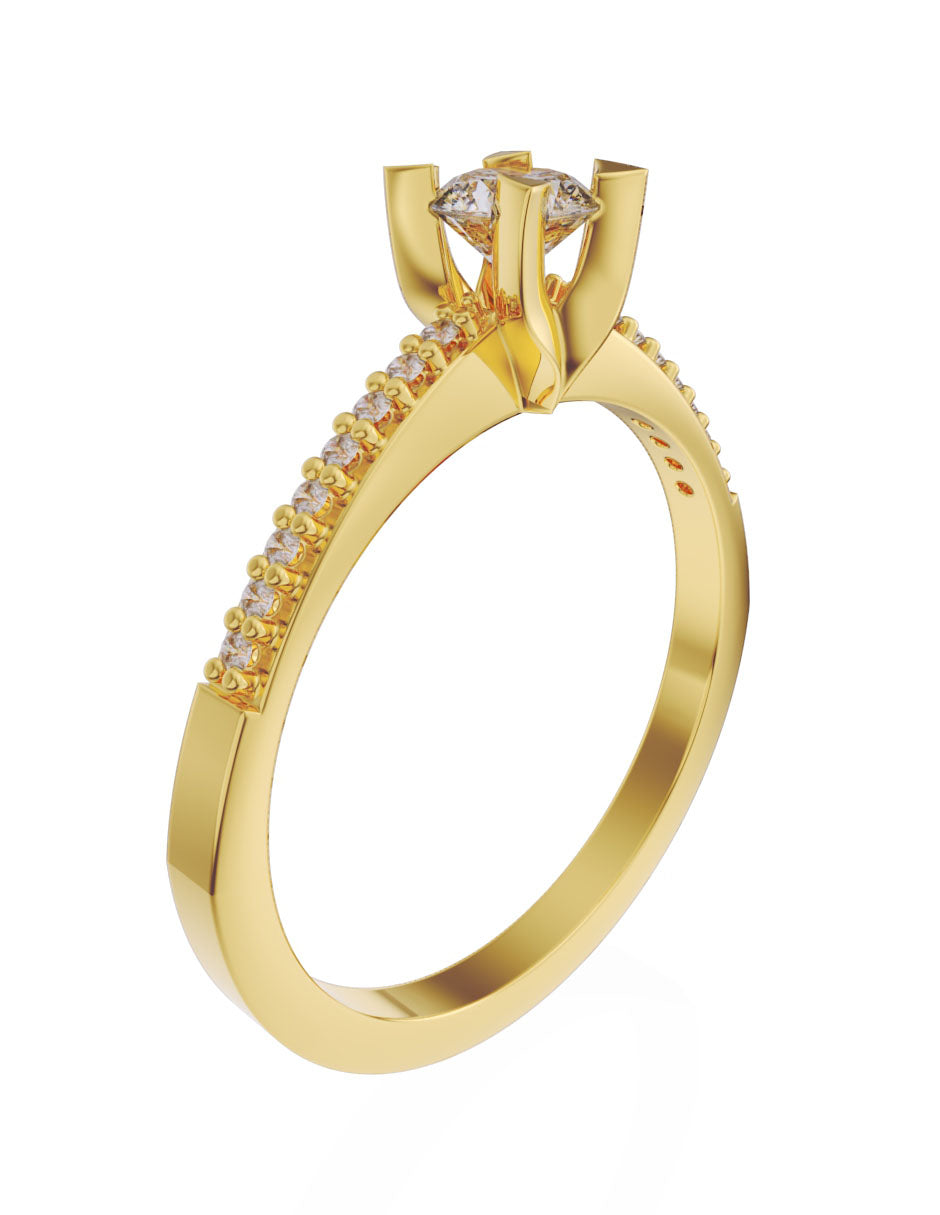 Anillo de compromiso de Oro de 14k con diamante de 0.25 Ct