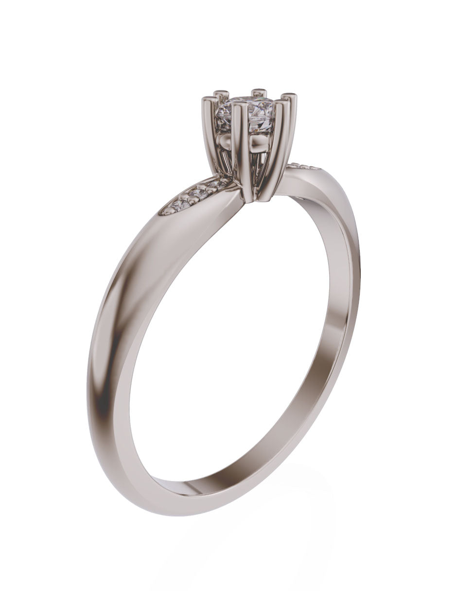 Anillo de compromiso de Oro de 14k con diamante de 0.15 Ct