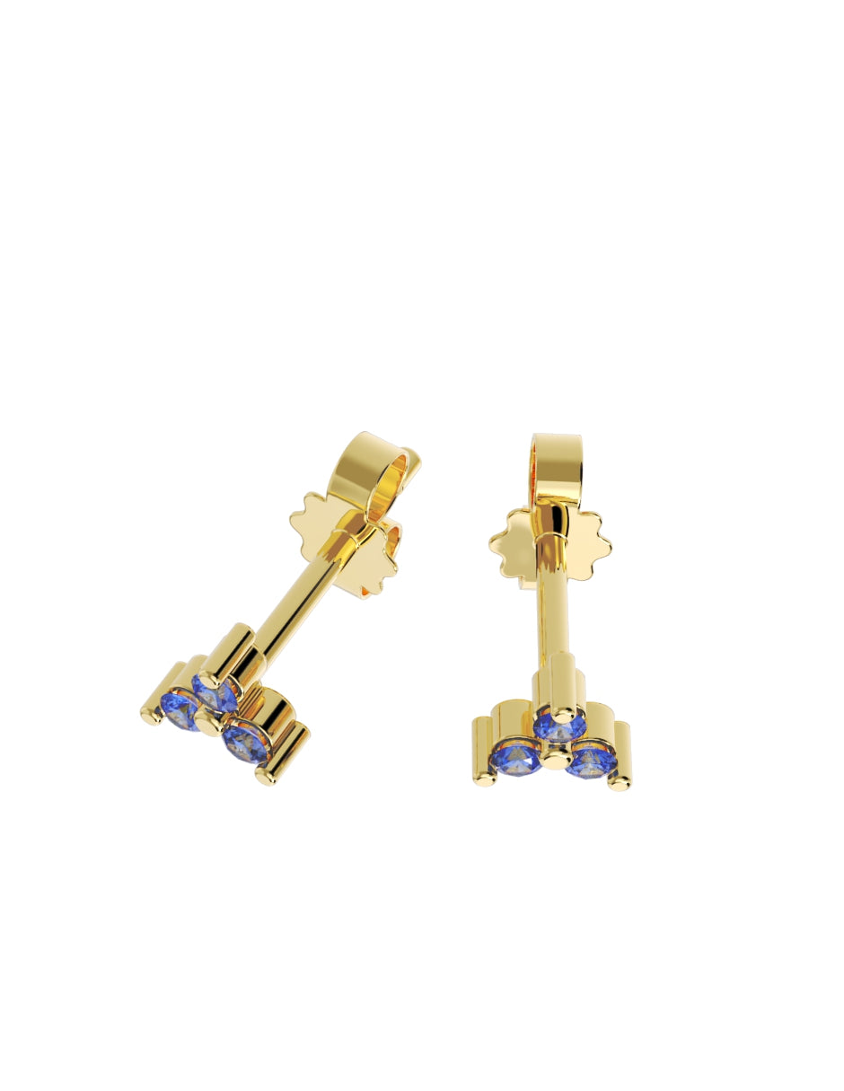 Aretes de Oro 10k con acabado pulido con Zirconia Azul (Z4927-E)