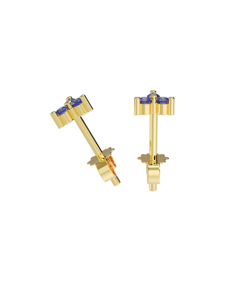 Aretes de Oro 10k con acabado pulido con Zirconia Azul (Z4927-E)